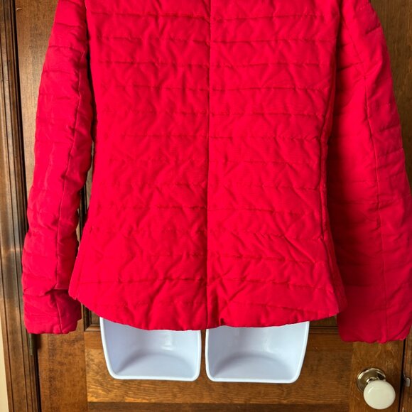 LOFT Red Puffer Jacket w/Zipper & Snap Close Medium - Picture 14 of 16